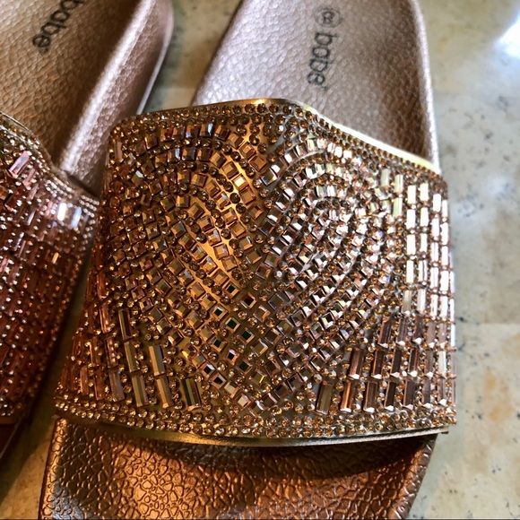 Babe Rose sparkle heart slippers/slides - Picture 4 of 5